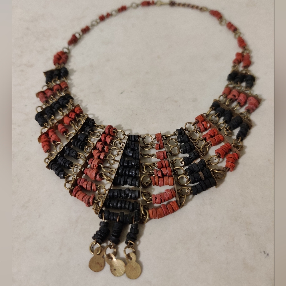 Vintage Egyptian Revival Cleopatra Bib Necklace